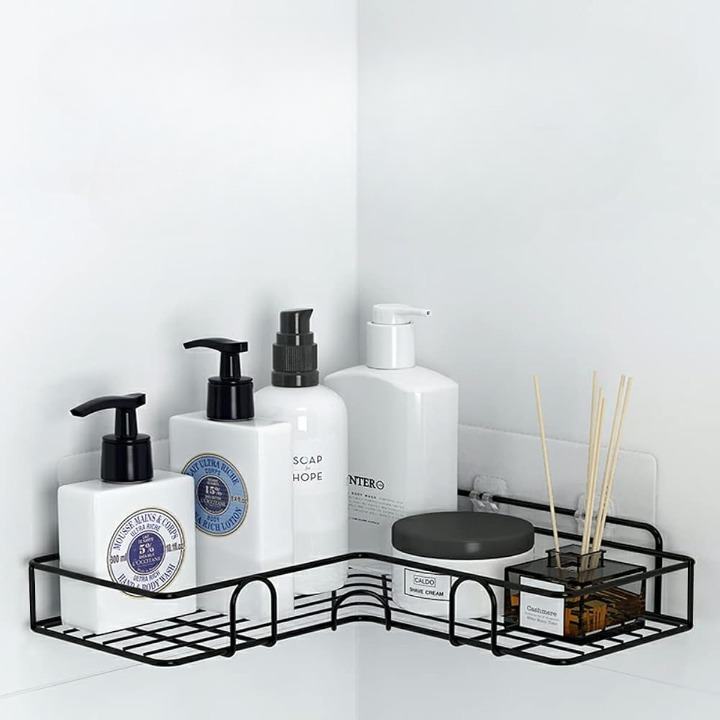 Kitchen Bathroom Corner Metal Rack Shelf 🔥 New Design with Hook😍