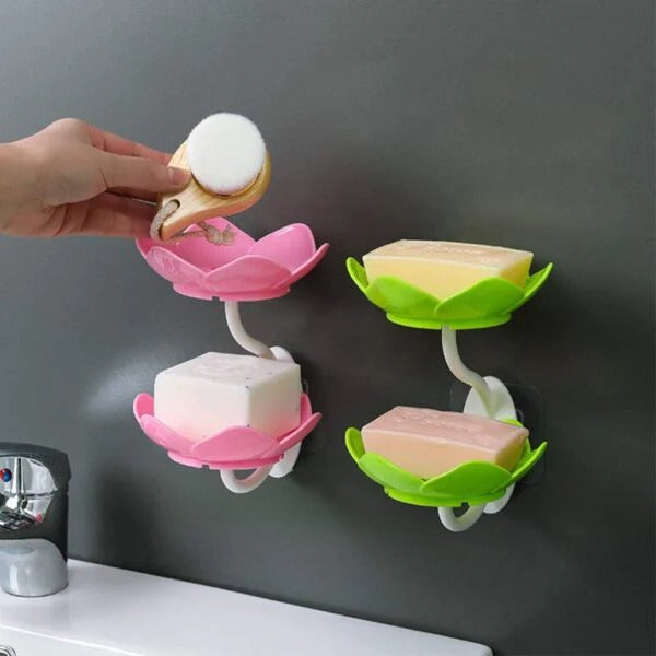 Wall-Mounted Double-Layer Lotus Flower Soap Holder
