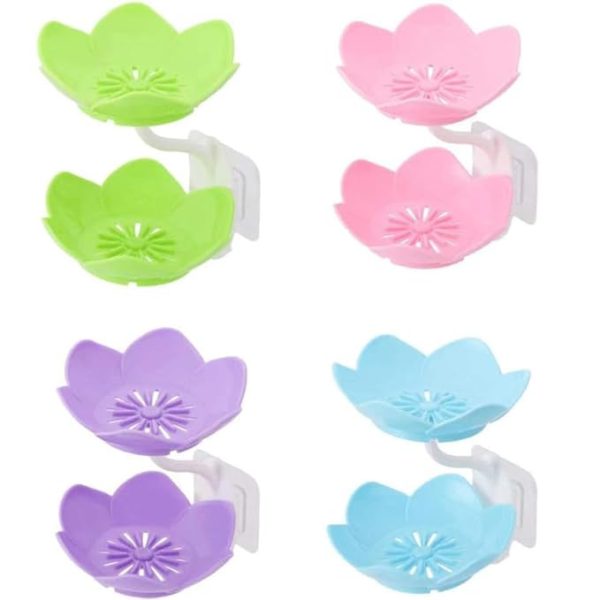Wall-Mounted Double-Layer Lotus Flower Soap Holder