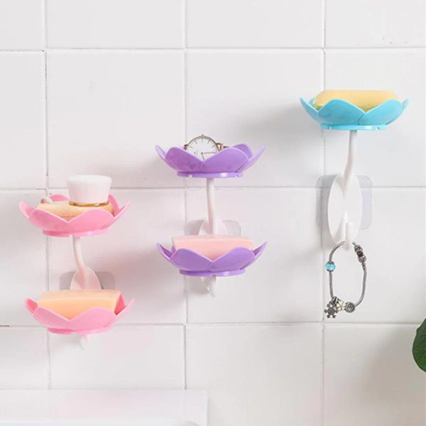 Wall-Mounted Double-Layer Lotus Flower Soap Holder