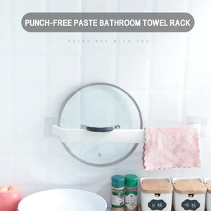 (1 Pcs )plastic Towel Hanger Stick Standing Suction Towel Rack Wall Mounted Cover Bathroom Storage Shelf (random Color)