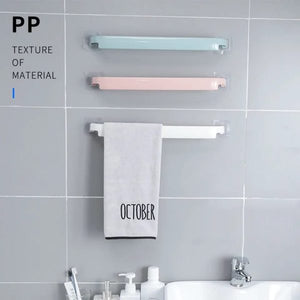 (1 Pcs )plastic Towel Hanger Stick Standing Suction Towel Rack Wall Mounted Cover Bathroom Storage Shelf (random Color)