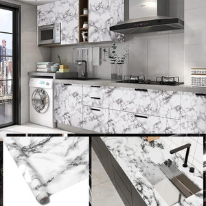Self Adhesive White Marble Sheet Sticker For Kitchen, Cupboard, Wall (60 x 200 cm)