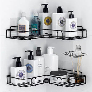 Kitchen Bathroom Corner Metal Rack Shelf 🔥 New Design with Hook😍