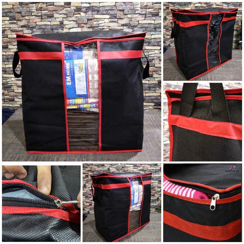 Black Storage Blanket Bag Organizer