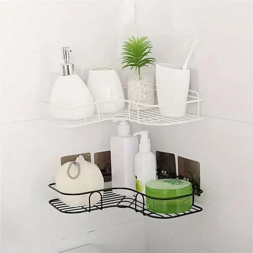 Kitchen Bathroom Corner Metal Rack Shelf 🔥 New Design with Hook😍