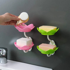 Wall-Mounted Double-Layer Lotus Flower Soap Holder